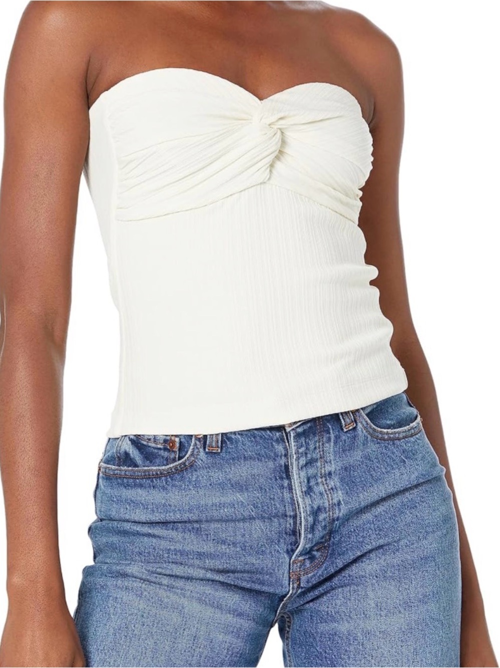 Club Monaco White Twist Front Strapless Camisole